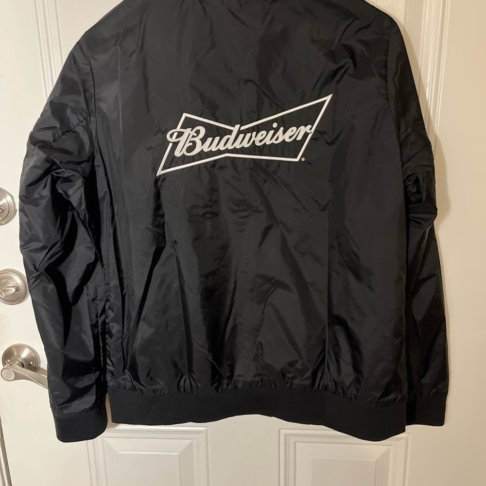 Budweiser Jacket Womens Medium Black Charles River Boston Flight Bomber Nylon